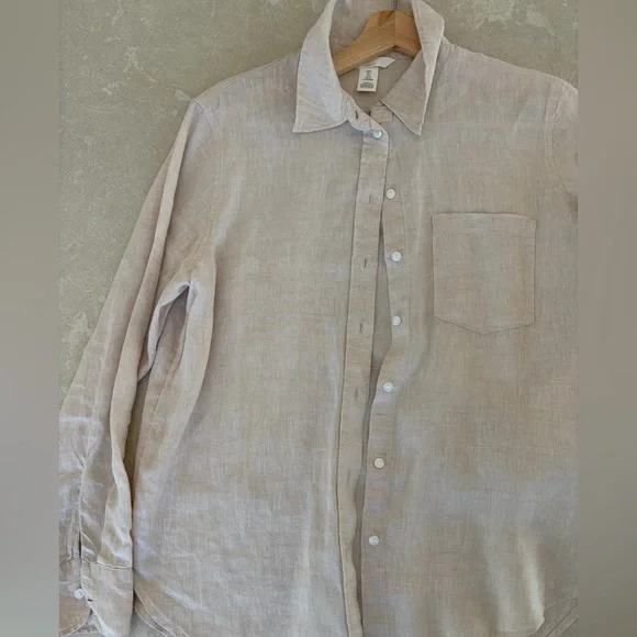 H&M Linen Button-Down Shirt - Picture 1 of 2